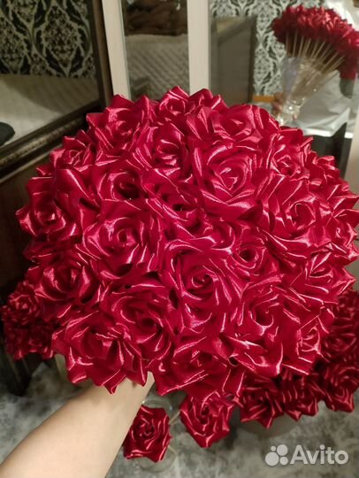 Розочки атласные с блёстками
