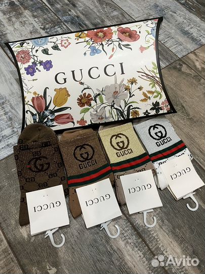 Носочки Gucci гуччи набор с упаковкой бренда
