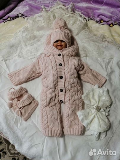 Конверт на выписку зимний вязаный для девочки