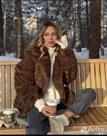 Шуба соболь коричневая XS-XL 12storeez lichi