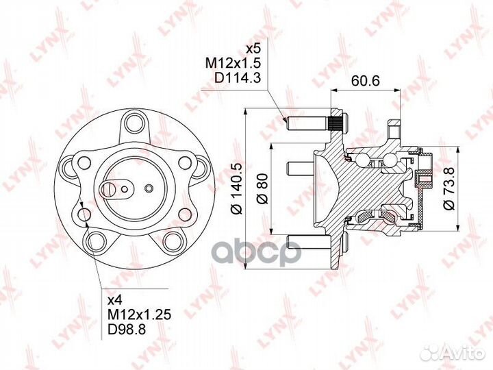 Ступица колеса зад прав/лев WH1026 lynxauto