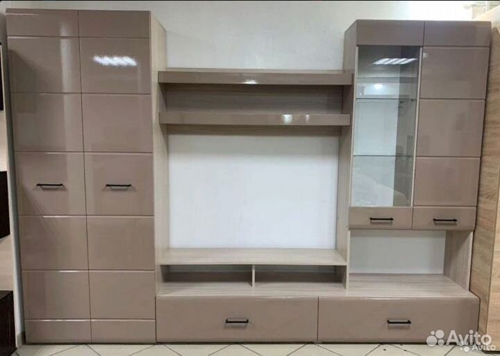 Стенка в гостиную Ненси (ясень-капучино)