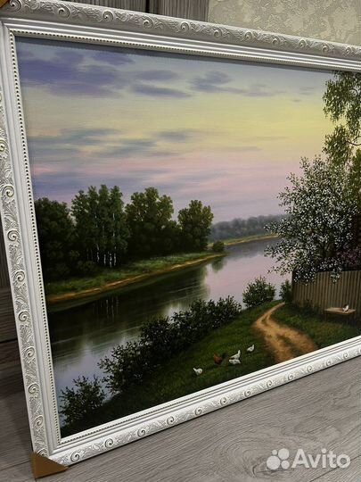 Картина маслом на холсте пейзаж цветы лето сад