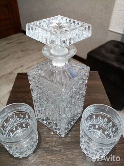Штоф и два бокала. Bohemia хрусталь