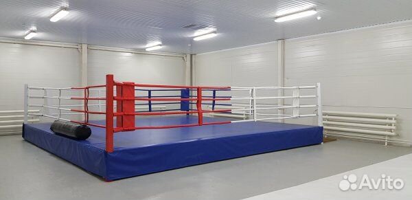 Ринг боксёрский на помосте, боевая 4*4 м, синий
