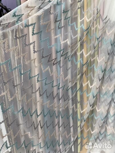 Комплект шторы и тюль с вышивкой