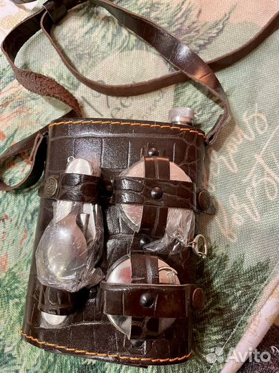 Фляга в кожаном чехле, 0.7 л