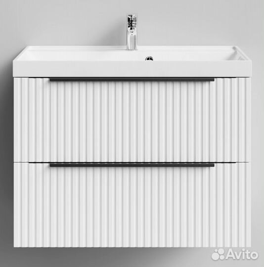 Тумба с раковиной Дольчи 80см Подвесной, белый гля