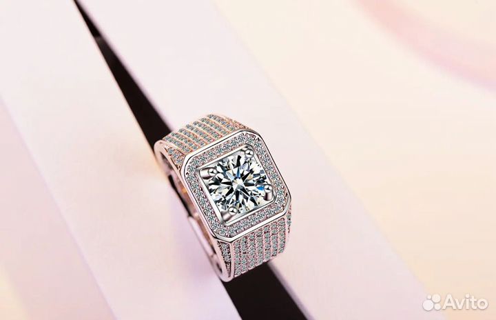 Перстень с бриллиантом Муассанитом 1 карат