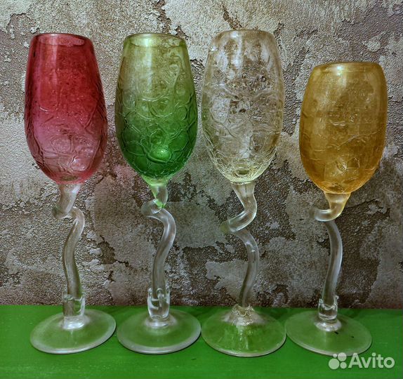 Бокалы для шампанского 4 штуки ручная работа