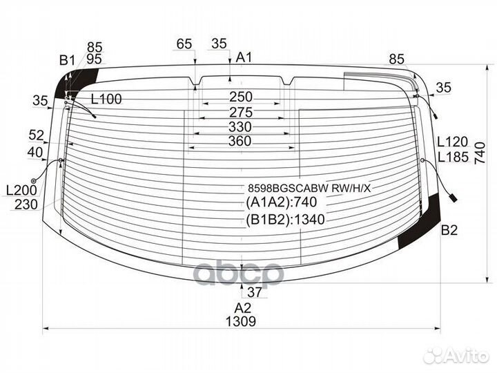 Стекло заднее (Цвет зеленый/ Обогрев/ Антенна)