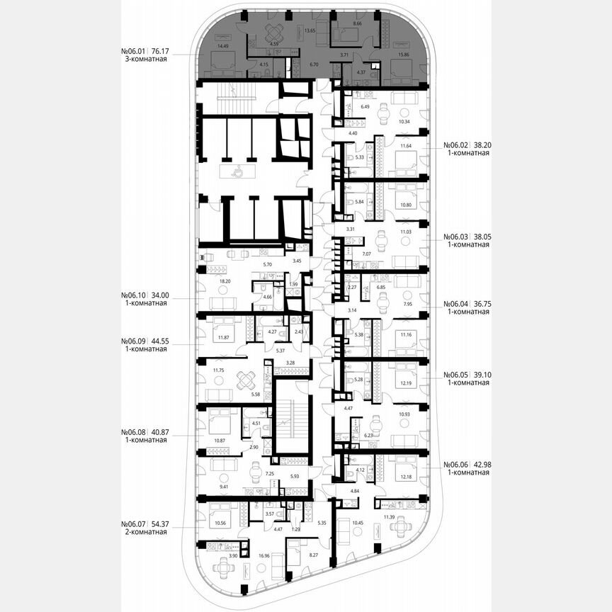 3-к. квартира, 76,2 м², 6/49 эт.