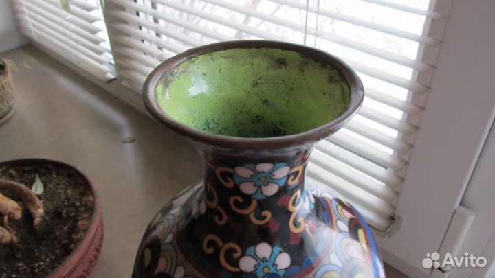 Большая красивая ваза клуазоне Япония 19 век