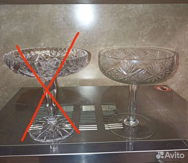 Ваза для фруктов на ножке хрусталь СССР