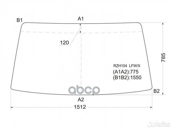 Стекло лобовое (для версии в резинку) toyota HI