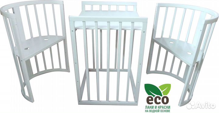 Овальная/Круглая кроватка Соня 8 в 1 125х65 Белая