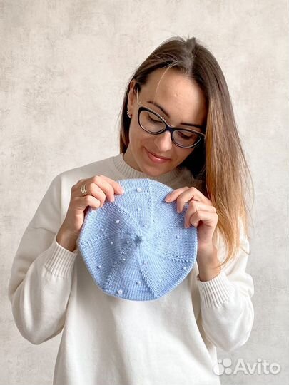 Берет детский с помпоном и снуд из ангоры
