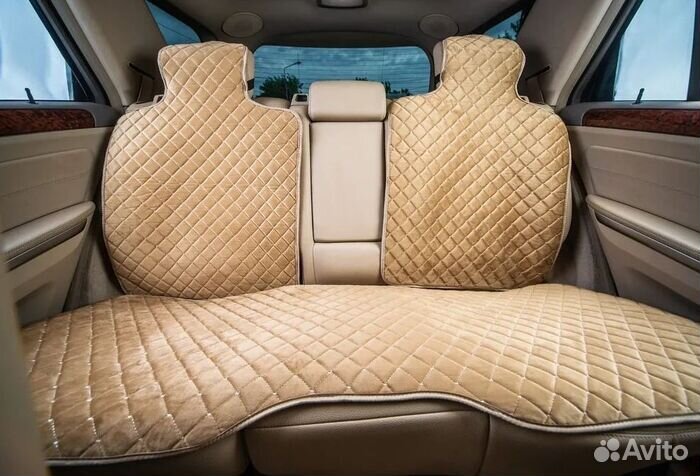 Накидки на сиденья ромб, велюр бежевый, бежевая