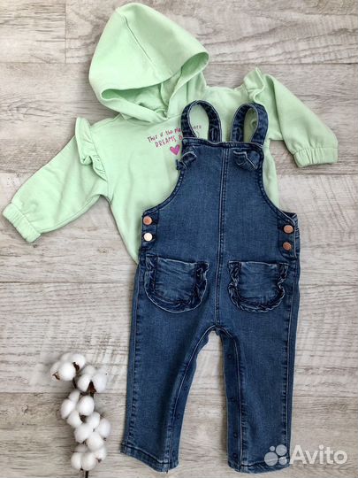 Комбинезон джинсовый и кофта