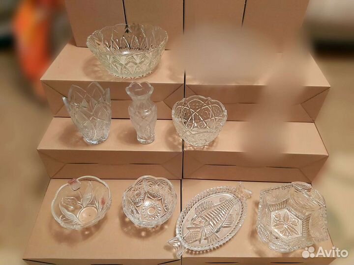 Хрусталь: ваза, блюдо, салатница, селедочница