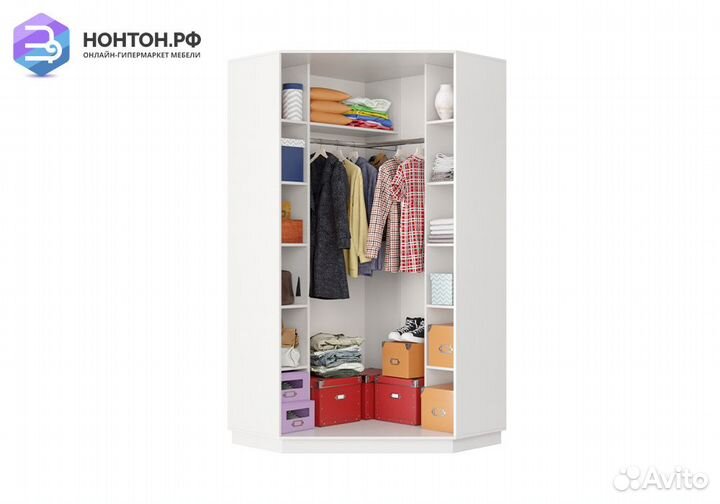 Шкаф-купе угловой двухдверный Сарин белый