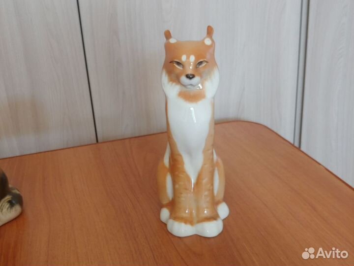Фарфоровые статуэтки лфз рысь кот