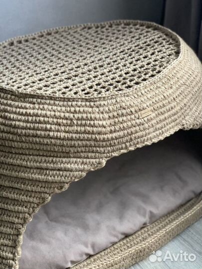 Джутовая лежанка домик для собаки, кошки из джута