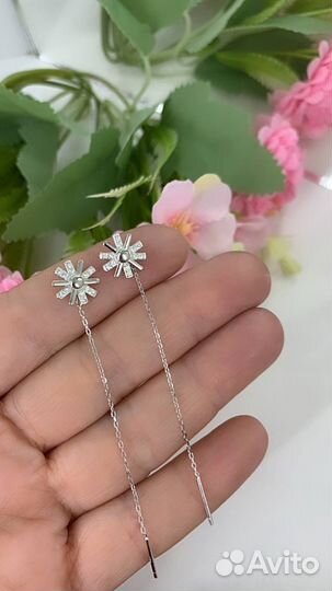 Серебряные серьги с фианитами