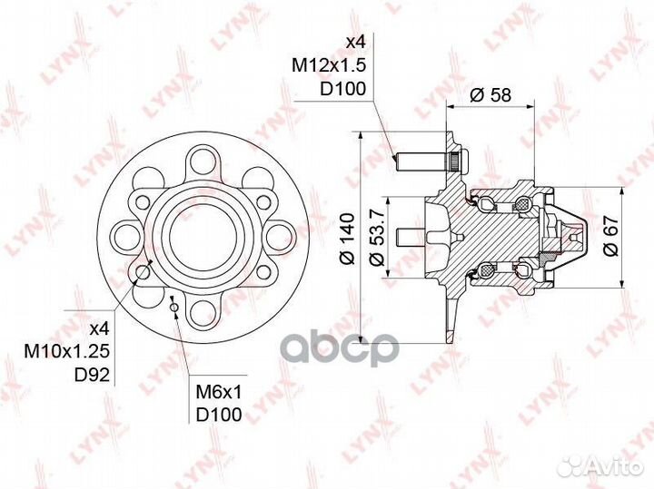 Ступица колеса зад прав/лев WH1239 lynxauto