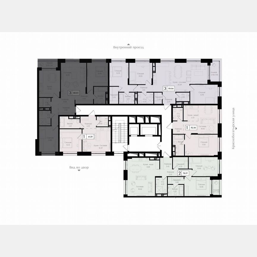 3-к. квартира, 88,1 м², 13/17 эт.