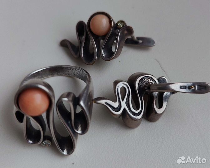 Серебряный браслет,серьги
