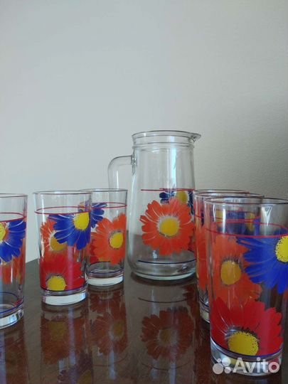 Кувшин 1л и 6 стаканов для компота