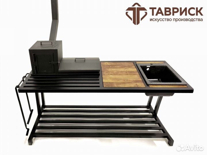 Мангал с печью в стиле лофт