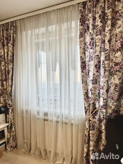 Шторы цветы сирень акварель лента 140*240 - 2 шт