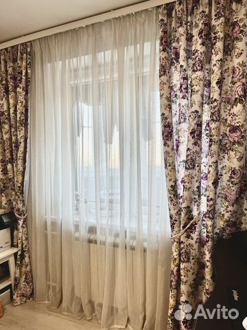 Шторы цветы сирень акварель лента 140*240 - 2 шт