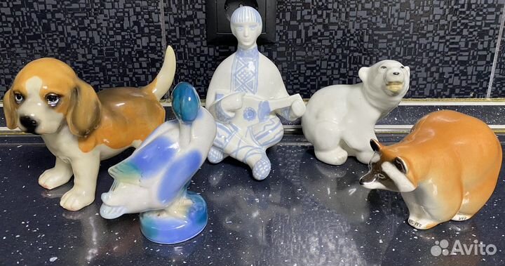 Статуэтки, фигурки. Фарфор, Гжель, СССР