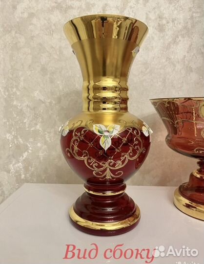 Богемия ваза рубин 26 см. Чехословакия
