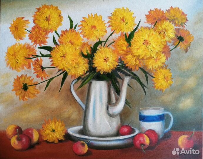 Картина маслом на холсте. Золотые шары. 40х50