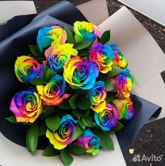 Радужные розы Цветы Доставка