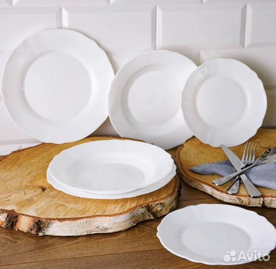 Столовый сервиз Аркопал/Люминарк (белые тарелки)