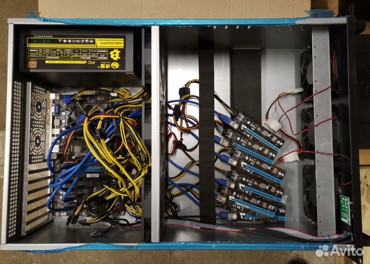 Корпус + мать-камень-память + бп 2000W тушка риг