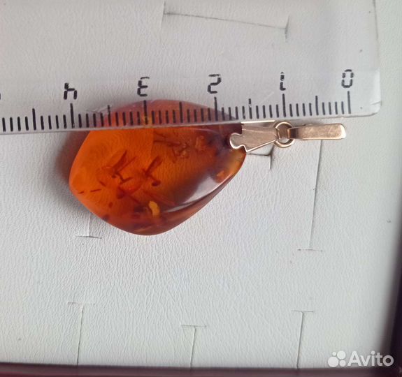 Кулон золото 583 звезда янтарь СССР