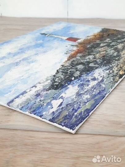 Картина морской пейзаж Этюд маяк Картина пляж