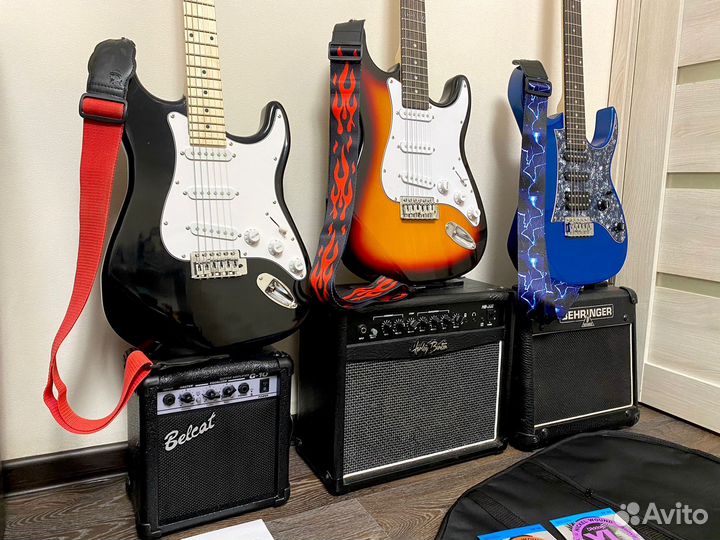 Электрогитара с комбиком комплект + аксессуары