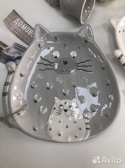 Керамика блюдо кувшин котики