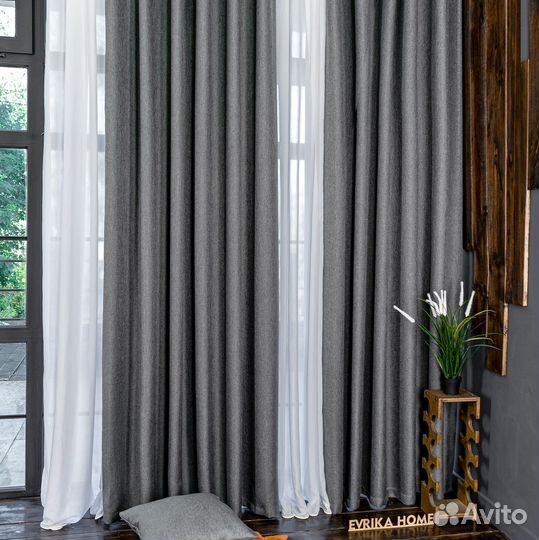 Шторы рогожка Орфей Темно-серый