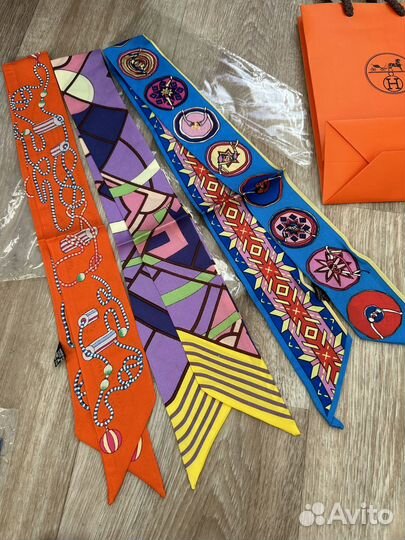 Шелковые ленты твилли Hermes цена за 3 шт