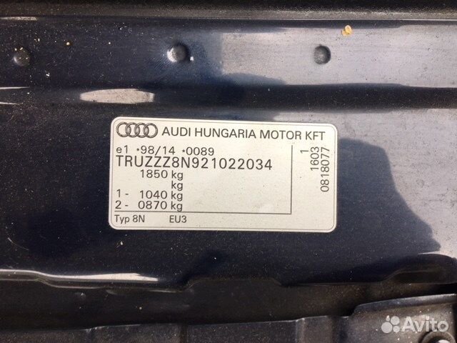 Разбор на запчасти Audi TT