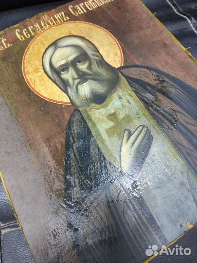 Старинная икона Серафим Саровский
