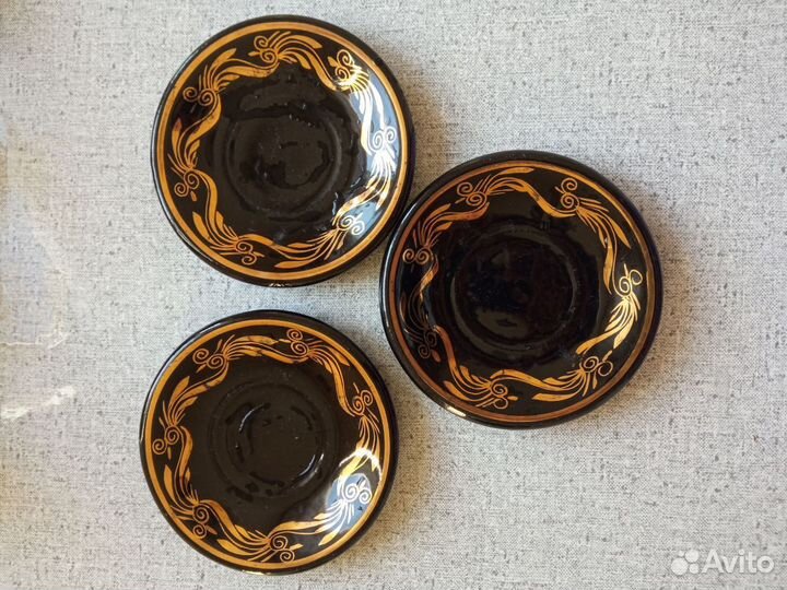 Фарфоровый кофейный сервиз посуды на три персоны